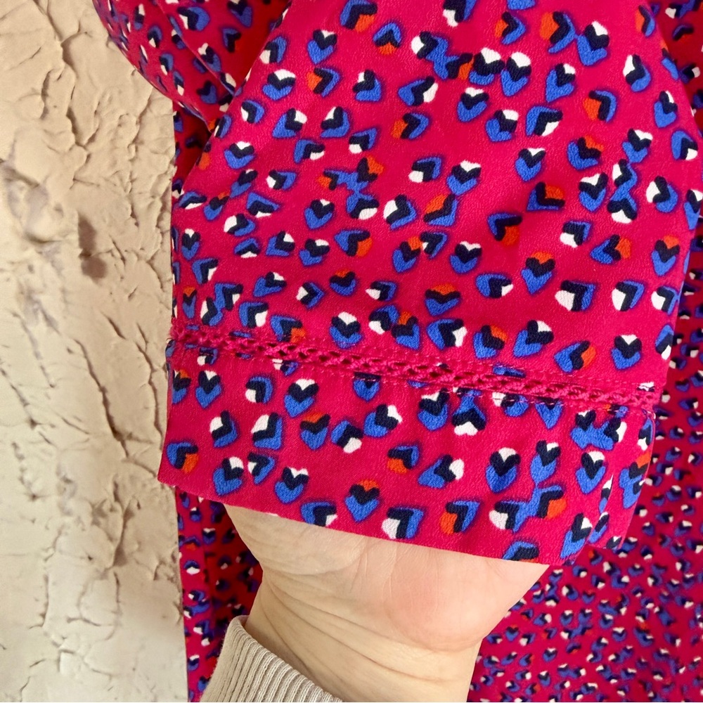 Vibrant Pink and Blue Patterned Women's Blouse - Picture 4 of 9